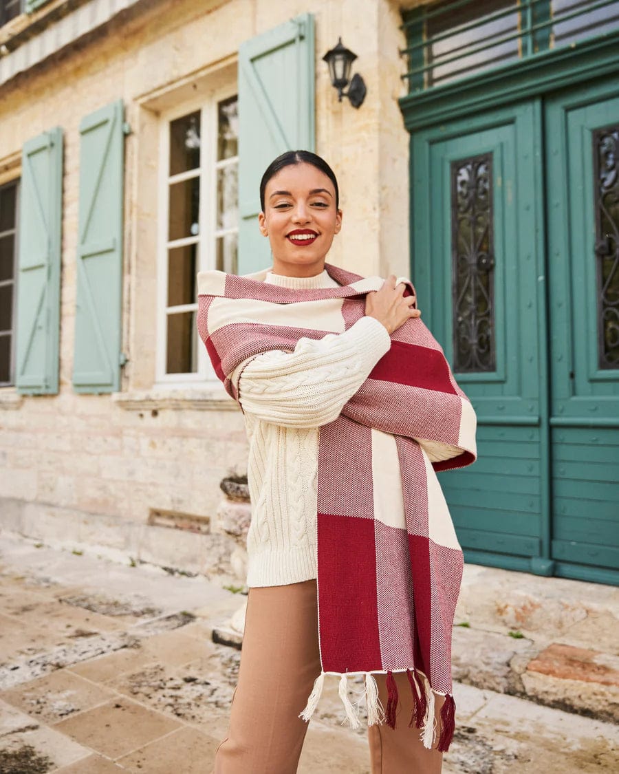Meridian Recycled Cotton Vegan Scarf for Women & Men - Soft Eco-Friendly Burgundy Winter Wrap - Perfect for Cold Weather, Outdoor Activities & Fashion Accessories