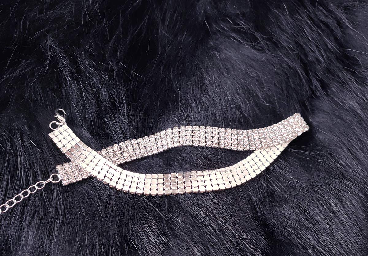 Sparkling Rhinestone Choker Necklace for Women - Silver Crystal Diamond Collar Necklace | Perfect for Parties, Weddings & Evening Events