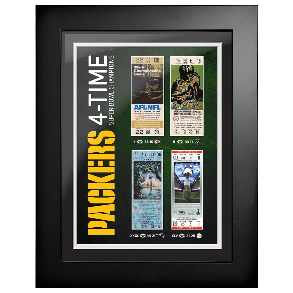 Green Bay Packers Memorabilia Ticket to History 12x16 Display Frame - Perfect for Sports Fans, Man Cave, and Game Room Decor