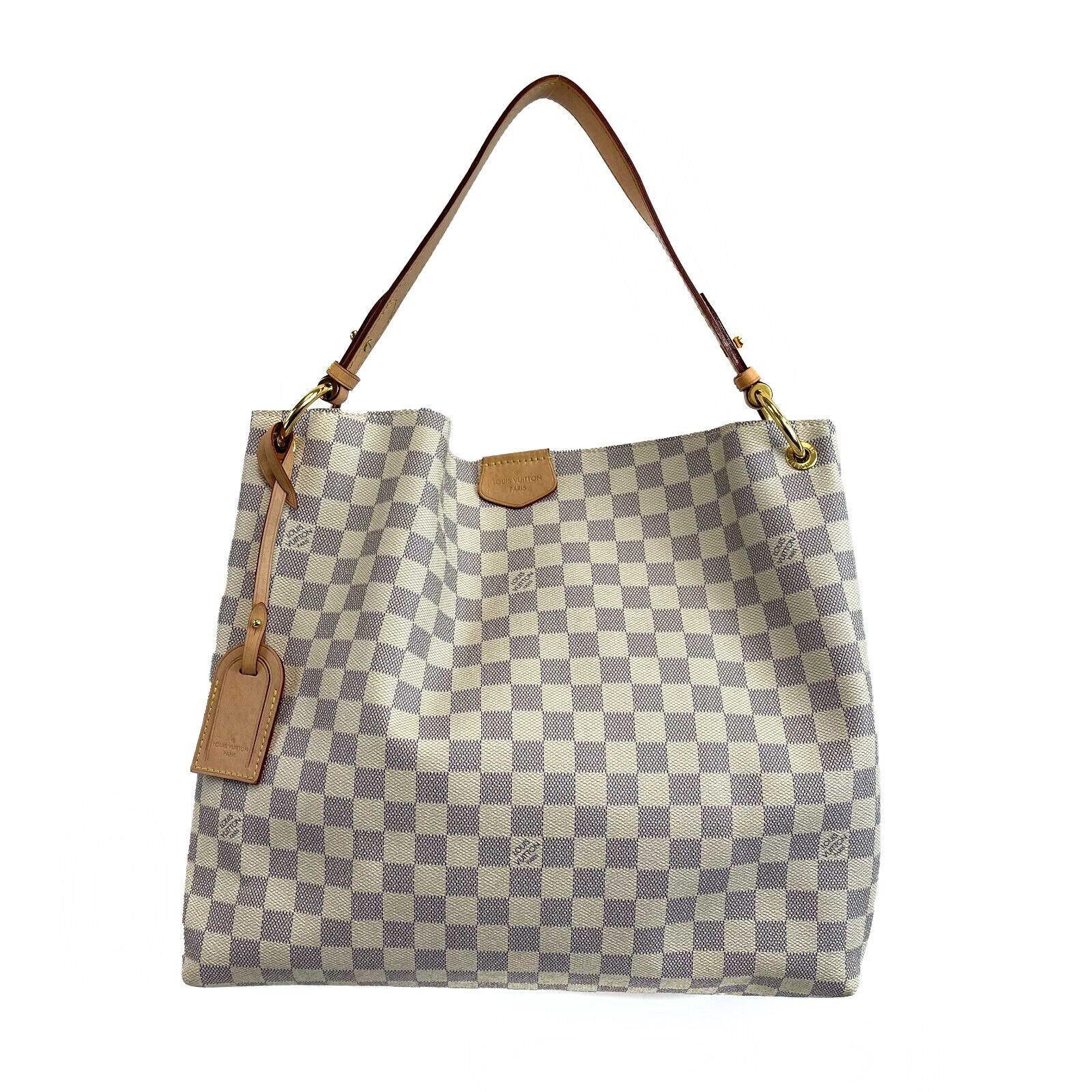 Louis Vuitton Graceful PM Shoulder Bag - White & Blue Damier Azur Pattern | Luxury Designer Handbag for Women | Perfect for Work, Travel & Everyday Use