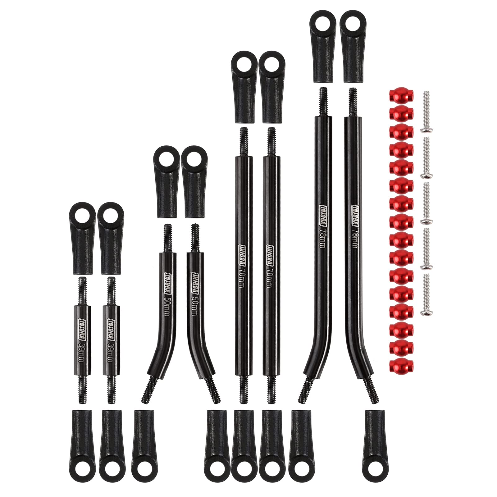 INJORA High Clearance 4-Link Suspension Kit - Stainless Steel Upgrade Parts for Axial SCX24 Gladiator & Dodge Power Wagon 1/24 RC Crawler (Black) | Off-Road Performance & Trail Crawling Accessories