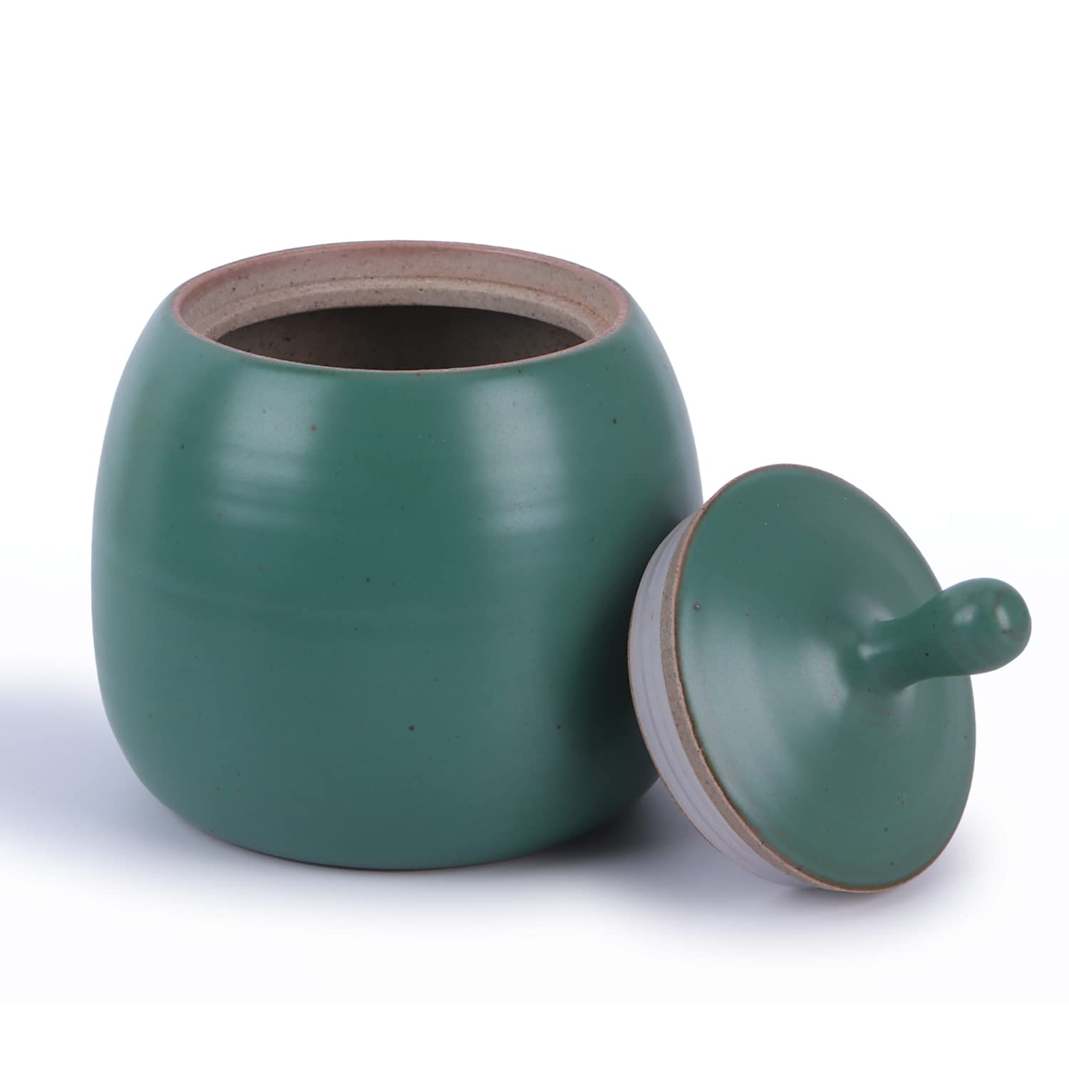 Vintage Ceramic Food Storage Canisters with Airtight Lid - Kitchen Pantry Organizer for Tea, Coffee, Sugar, Spices, Herbs & Nuts - Elegant Ancient Green Design - Perfect for Home, Office & Gift Giving