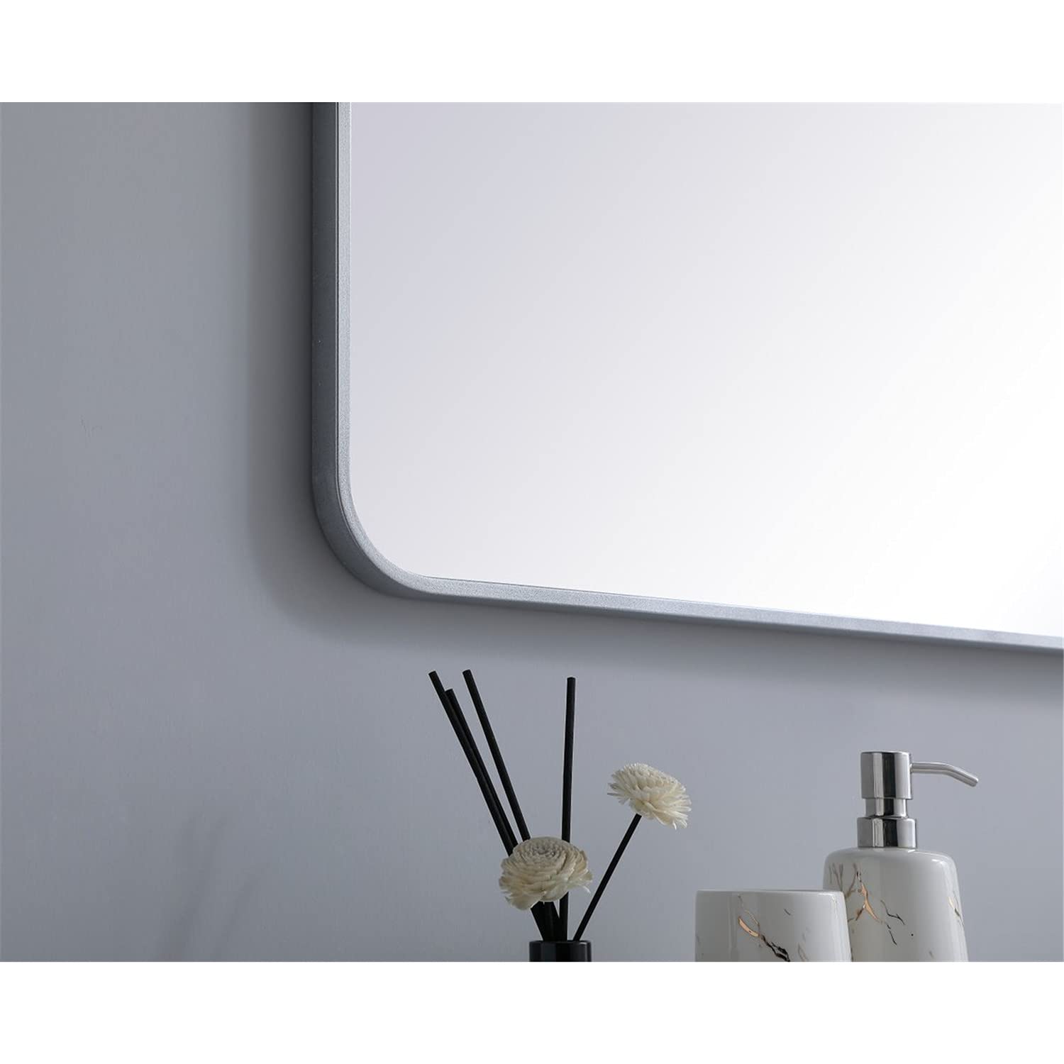 Silver 30x60 Soft Corner Metal Mirror - Elegant Decor for Bathroom & Bedroom