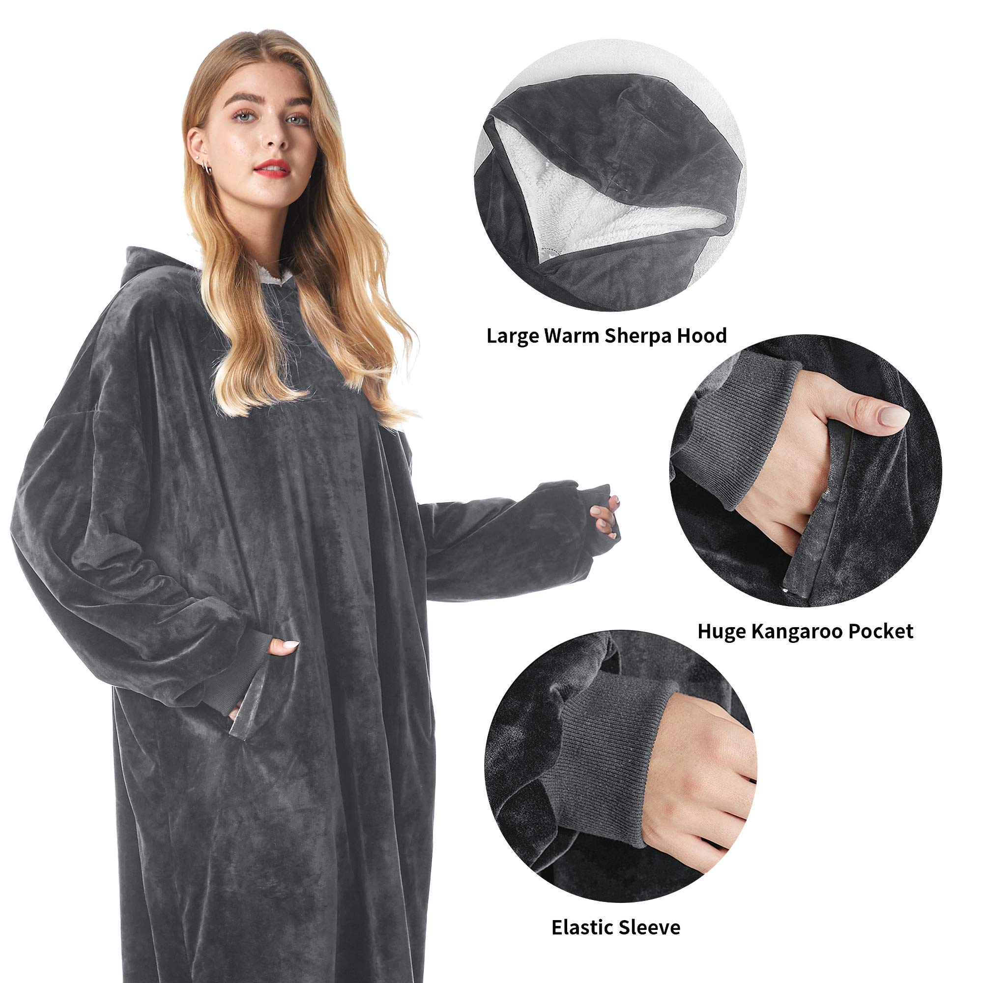 Felicigeely Hoodie Blanket - Oversized Wearable Blanket Sweatshirt for Women & Men | Warm Fleece Hooded Blanket with Pockets | Cozy Gifts for Her, Mom, Girlfriend | Perfect for Lounging, Netflix Nights & Winter Comfort