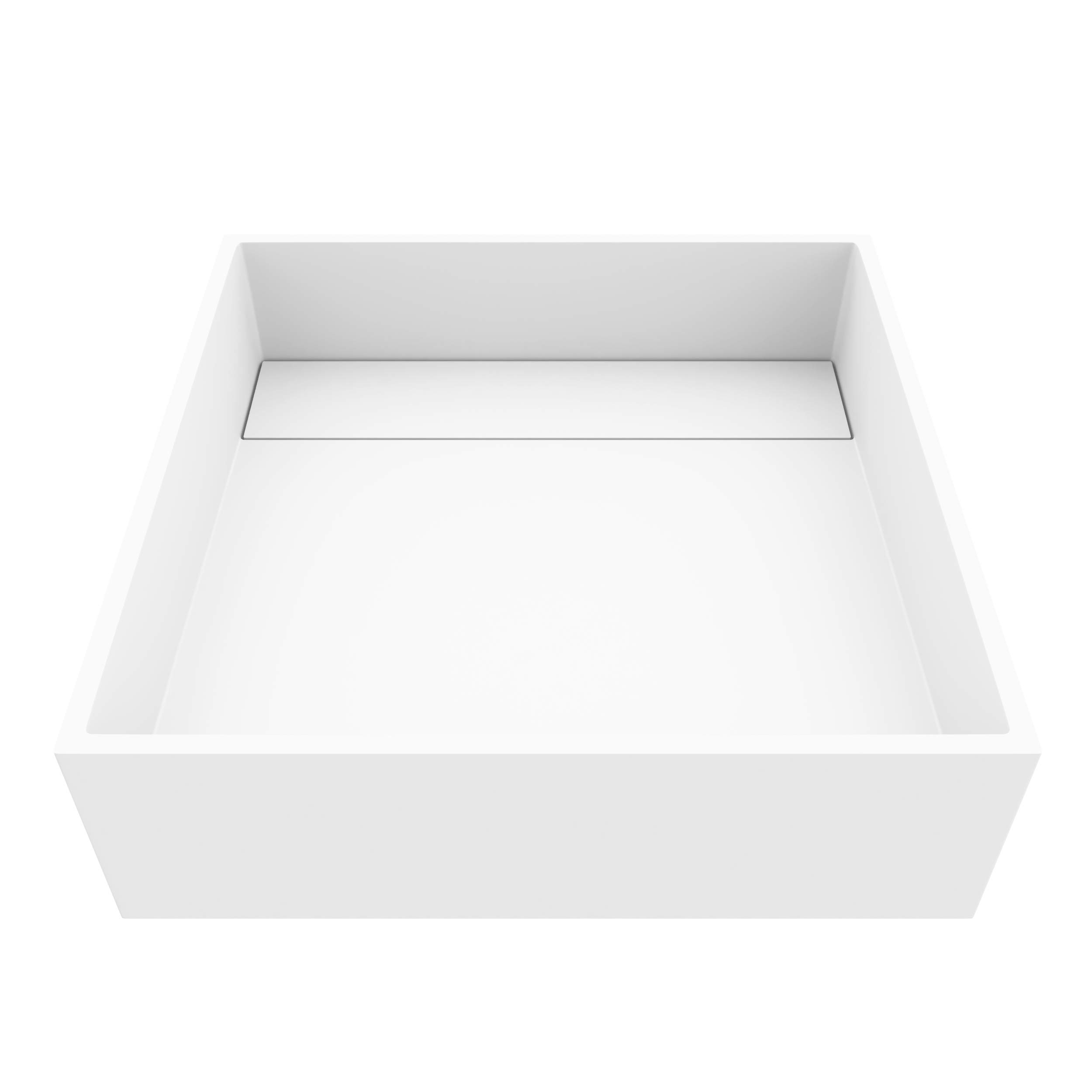 VIGO Matte White Composite Square Vessel Bathroom Sink - Modern Stone Montauk Design for Vanity, Powder Room & Bathroom Decor