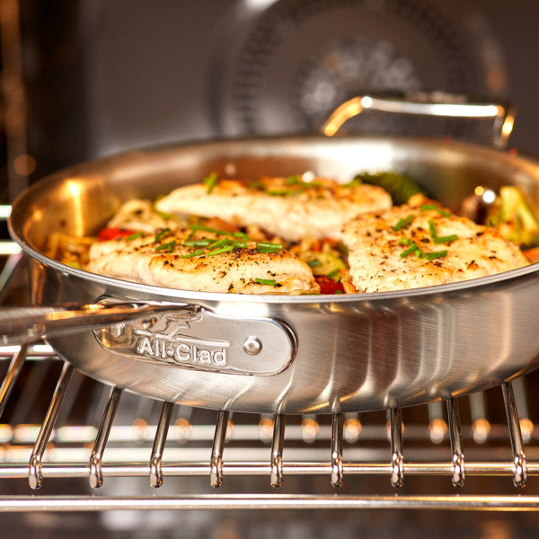 All-Clad D5 Brushed Stainless Steel 12-Inch Fry Pan - Professional Cookware for Searing, Sautéing & Frying - Perfect for Home Chefs & Commercial Kitchens