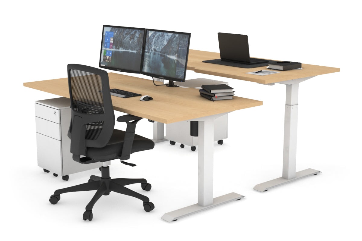 Height Adjustable 2 Person Workbench - 1400L x 800W with Cable Management | Heavy Duty Office & Workshop Desk for Collaborative Work & DIY Projects