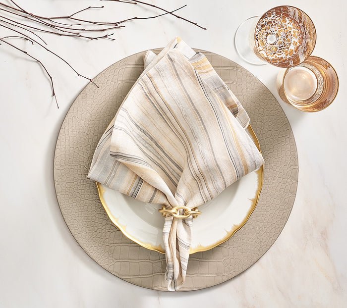 Premium Crocodile Embossed Placemats Set of 4 - Elegant Metallic Finish Table Mats for Dining, Kitchen, and Party Decor - Waterproof & Heat Resistant for Everyday Use