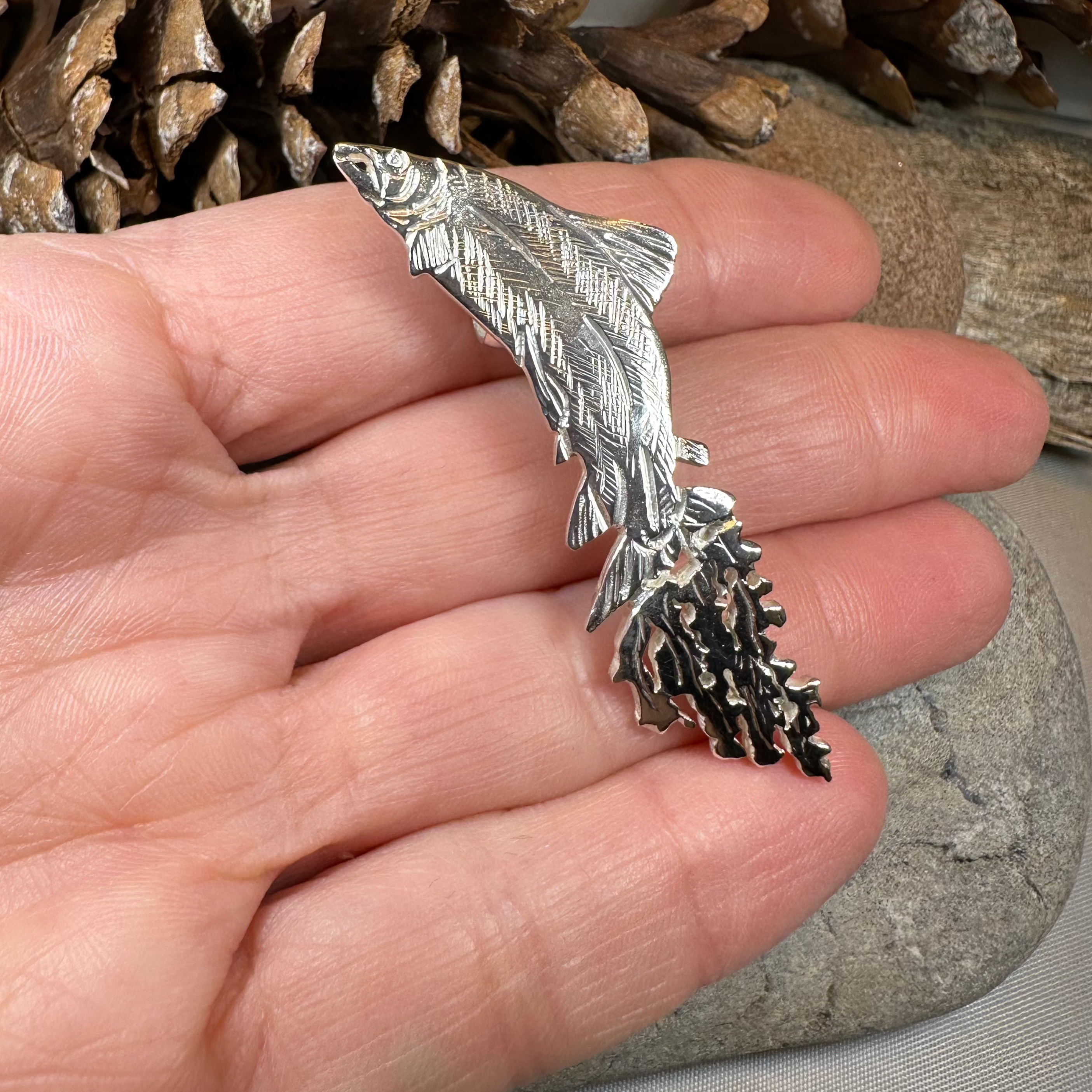 Handmade Irish Salmon of Knowledge Pendant Necklace - Celtic Jewelry for Women, Men - Perfect for St. Patrick's Day, Irish Pride & Unique Gifts
