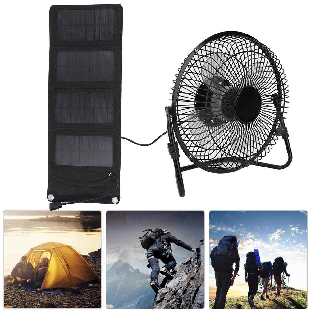8W USB Solar Panel Fan with Folding Bag - 8inch Portable Solar Powered Fan for Outdoor Camping, Fishing, Travel & Gardening - Perfect for Tents, Greenhouses & Beach Trips