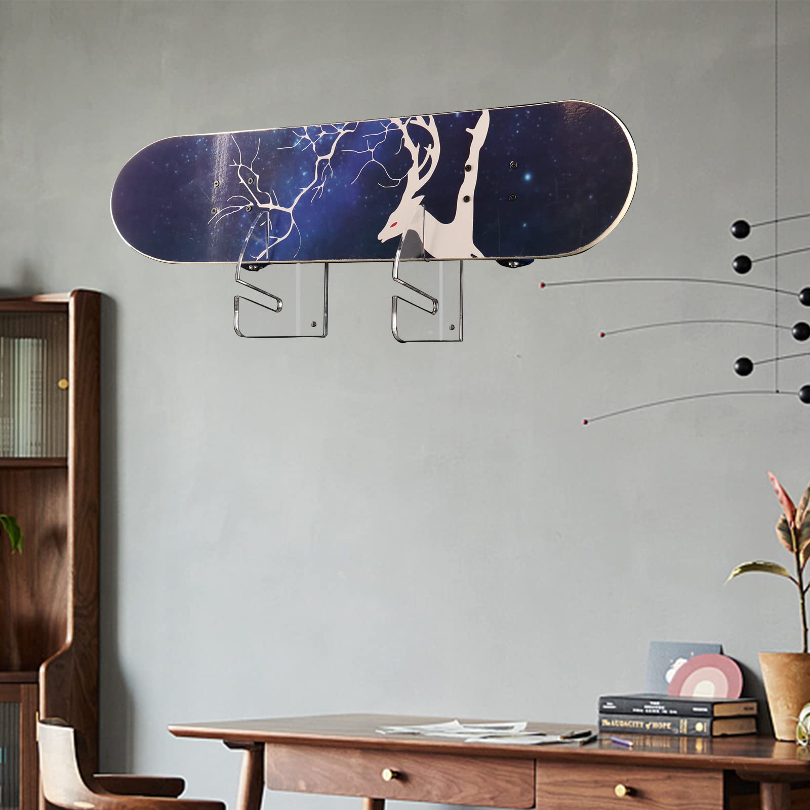Double Layer Skateboard Wall Rack - Transparent Storage for Home & Shop Display