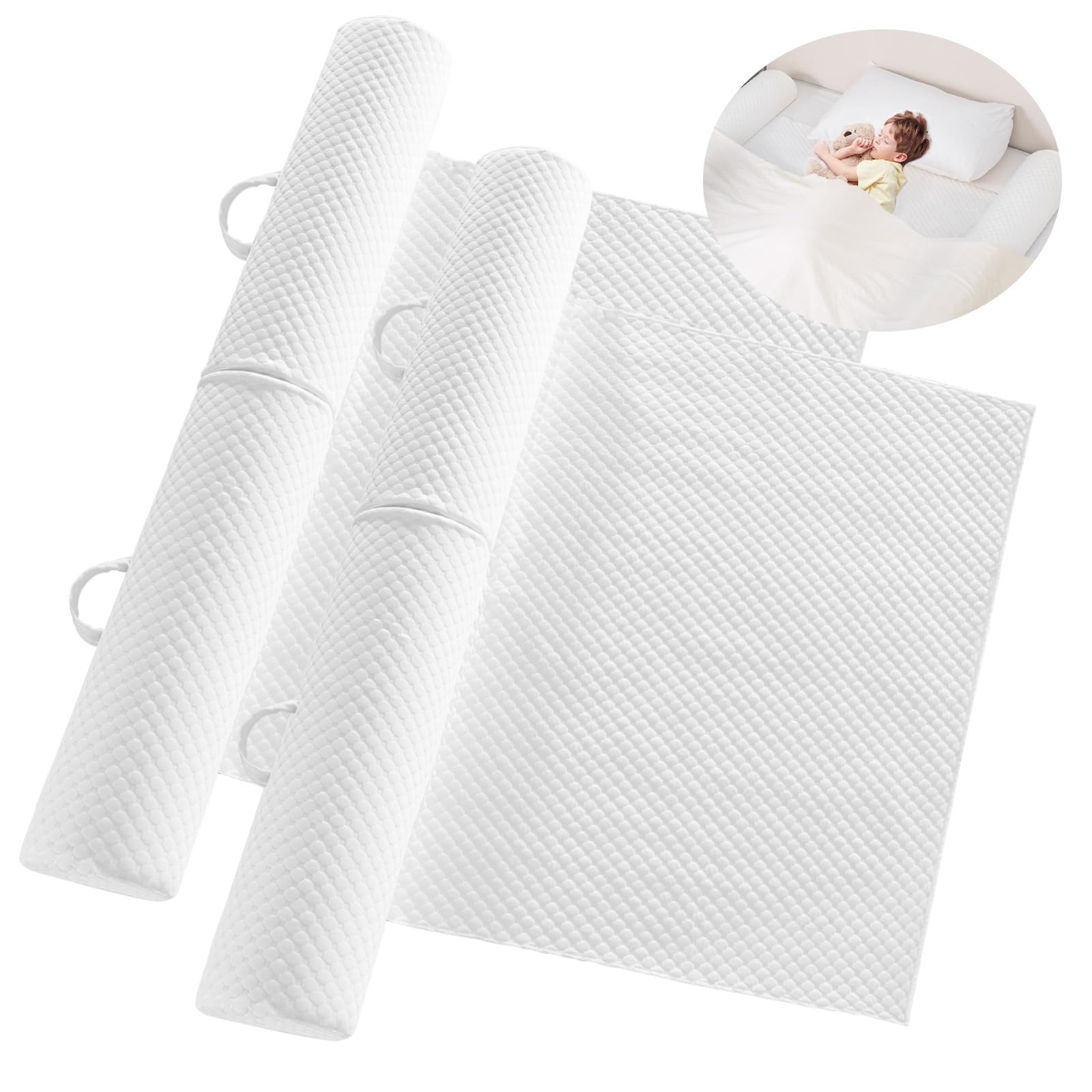 Foldable Toddler Bed Rail with Non-Slip Cover - 2 Pack Portable Bed Bumper for Kids & Twin Beds | Machine Washable & Safe for Toddlers | Perfect for Travel, Daycare & Home Use