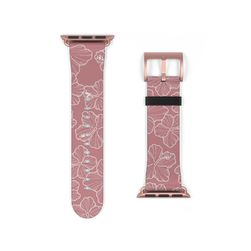 Premium Hibiscus Mauve Apple Watch Band - Soft Silicone Strap for Women & Men - Compatible with All Apple Watch Models - Perfect for Workouts, Running & Everyday Wear