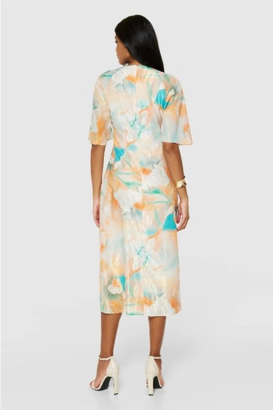 Gloria A-Line Midi Dress - Flowy Orange Summer Dress for Women | Perfect for Beach Vacations, Brunch Dates & Casual Outings