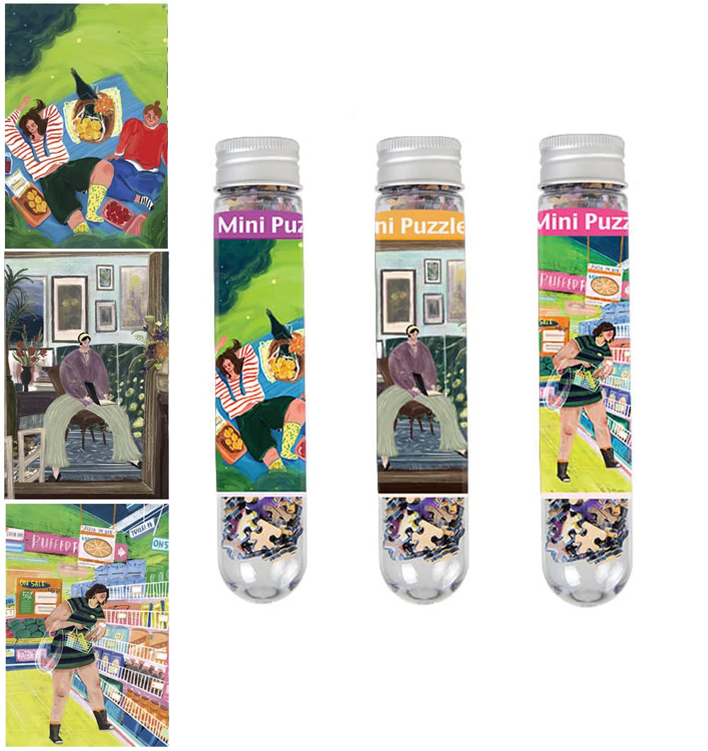 3 Pack Small Jigsaw Puzzles for Adults - 150 Piece Mini Challenging Puzzles with Cute Cartoon Designs (6x4 Inches) - Perfect for Home Decor, Gifts & Family Entertainment | Relaxing Brain Teaser for Stress Relief & Cognitive Training