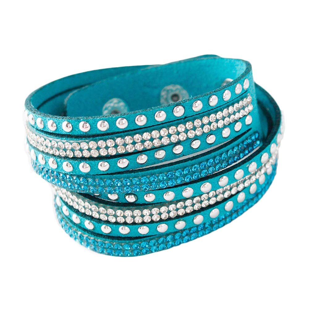 YAZILIND Leather Wrap Bracelets for Women - Rhinestone & Multicolor Bead Cuff Bangle, Layered Charm Bracelet | Boho Jewelry for Casual Wear, Parties & Gift Giving