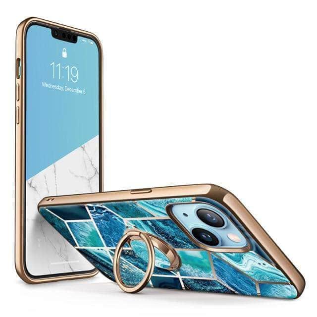 BLASON Cosmo Snap Marble Ring Holder Case for iPhone 13 - Protective Phone Cover with Grip Ring Stand for Hands-Free Viewing, Perfect for Work, Travel and Daily Use