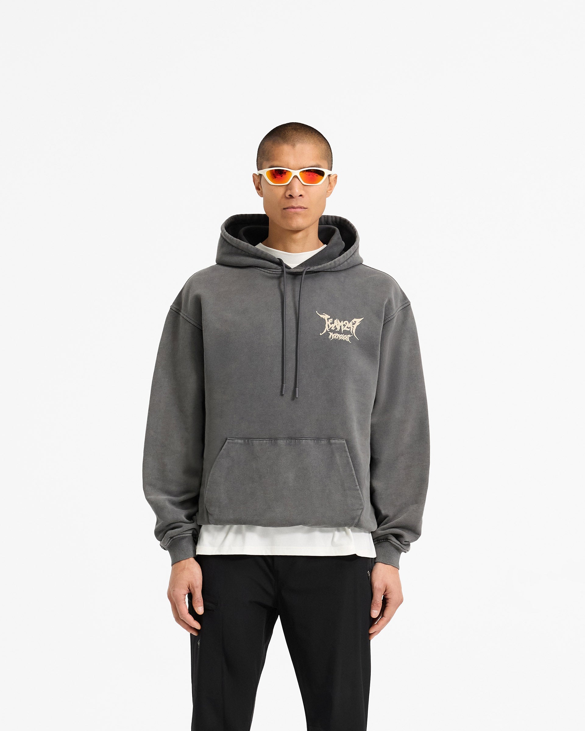 Team 247 X END Oversized Hoodie - Washed Grey | Streetwear Unisex Pullover for Men & Women | Perfect for Casual Wear, Gym & Outdoor Activities