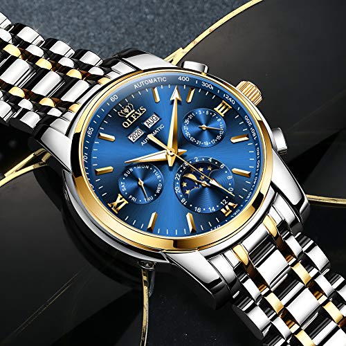 6633: gold silver strap & blue dial