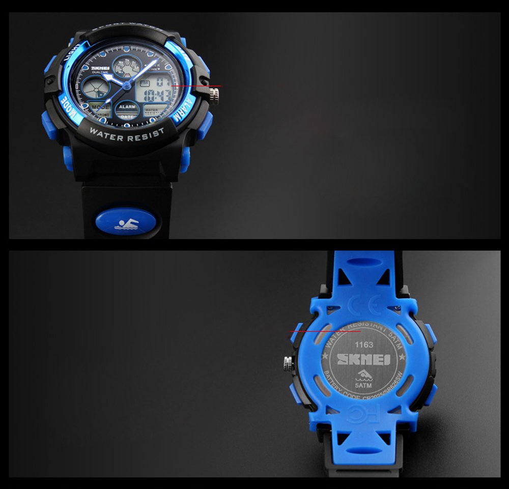 SKMEI Kids Analog Digital LED Backlight Watch with Week Alarm & Chronograph - Waterproof Sports Watch for Boys & Girls - Perfect for School, Outdoor Activities & Daily Use