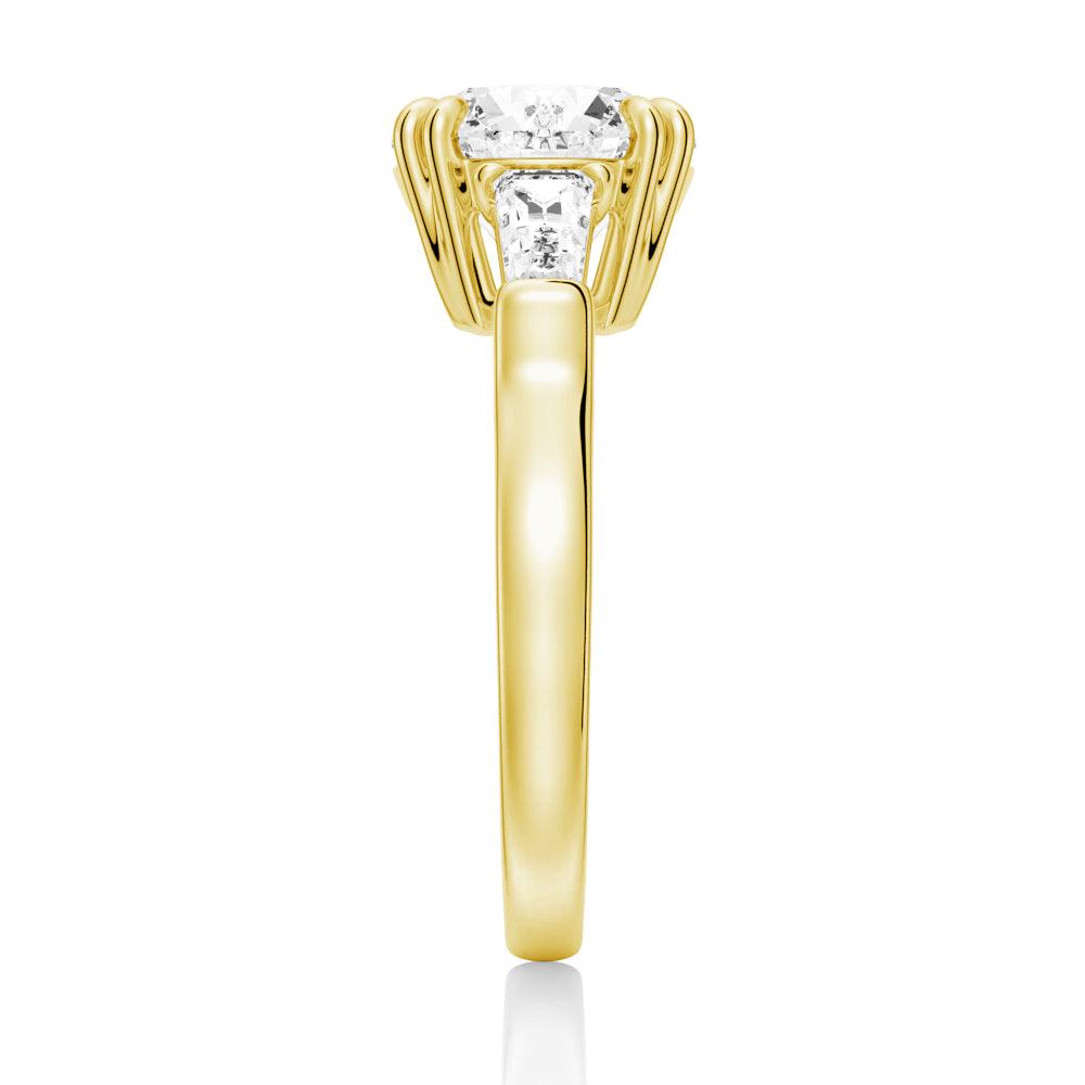Round Cut Moissanite Engagement Ring 1.5ct - Tapered Baguette Side Stones, 14K White Gold Wedding Band for Women, Perfect for Proposals, Anniversaries & Bridal Jewelry Gifts