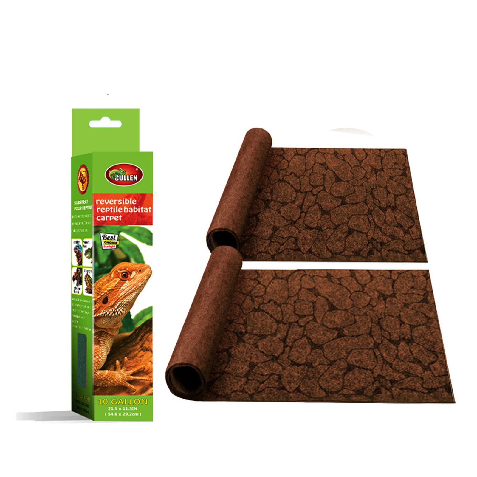 2-Pack 21.5 x 11.5 Inch Reptile Carpet for 10-Gallon Tanks | Non-Slip Terrarium Liner & Cage Mat for Snakes, Lizards, Geckos & Chameleons | Easy-Clean Reptile Substrate with Bonus Feeding Tongs | Perfect for Pet Habitats & Kitchen Use