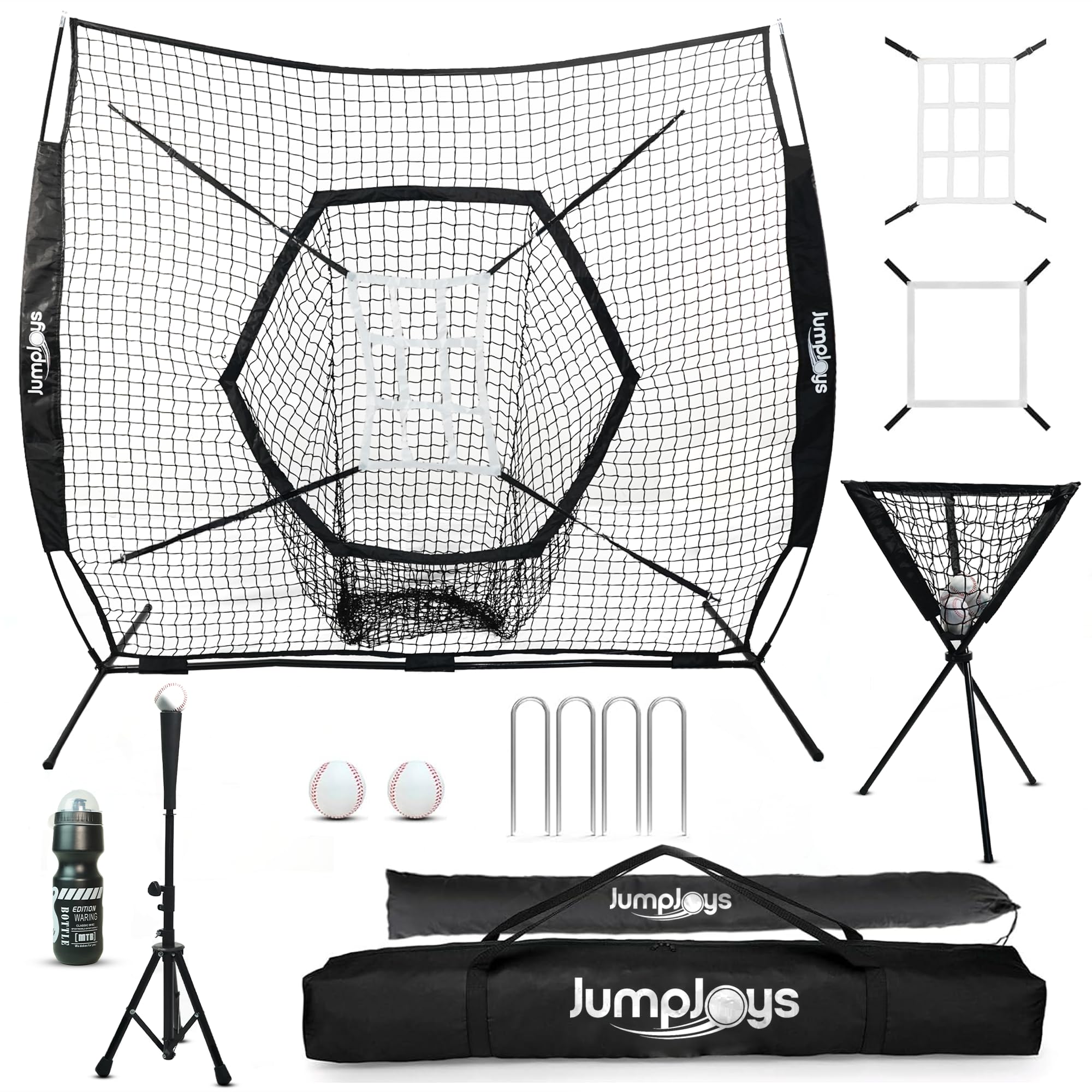 7x7 ft Baseball Practice Net for Hitting & Pitching | Portable Batting & Softball Training Net with Strike Zone, Caddy, Baseball, Tee & Carry Bag | Perfect for Backyard, Field & Indoor Baseball Practice | Durable Hitting Net for Players & Coaches