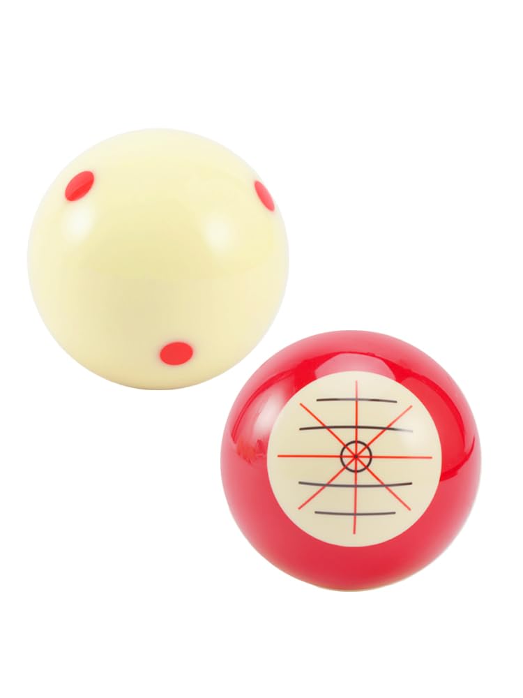 2Pcs Professional Billiard Training Cue with Pool Cue Ball, 2.25in (Red+White) - Perfect for Home Practice & Skill Improvement