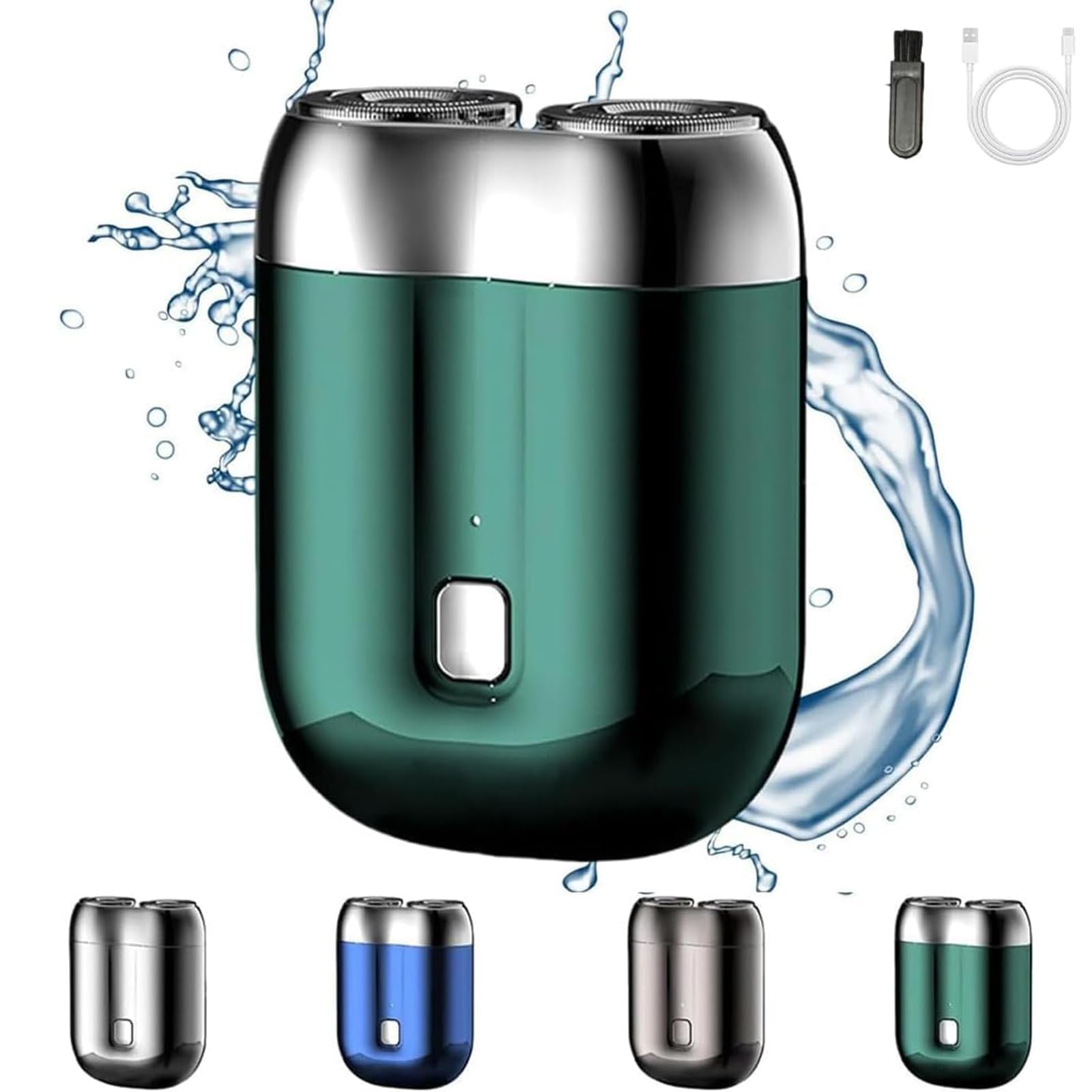 Premium Mini Dual-Head Electric Shaver for Men - Rechargeable, Waterproof & Portable Travel Shaver - Compact Pocket Size Design (Green) - Perfect for Travel, Gym & Quick Grooming On-The-Go