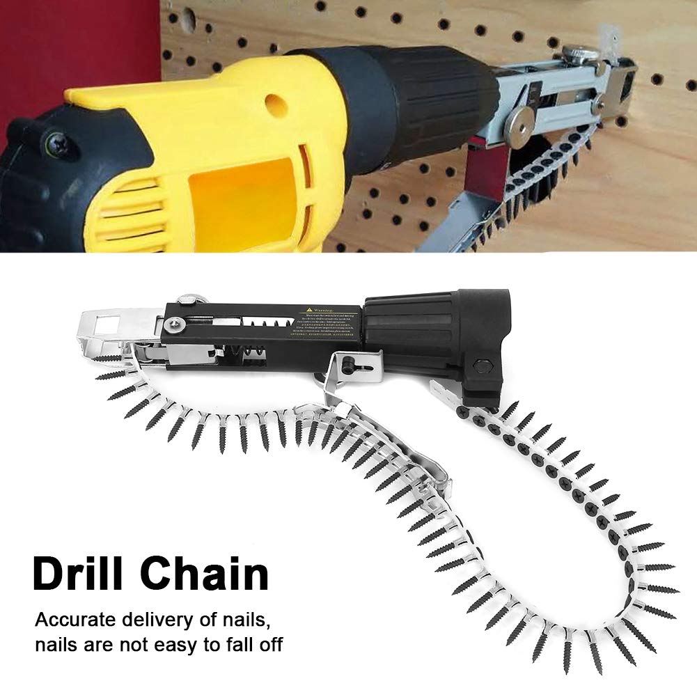 3PCS Electric Drill Chain Attachment Set - Woodworking Automatic Nail Adapter & Chain Nail Converter for DIY Projects, Home Renovation, and Furniture Making