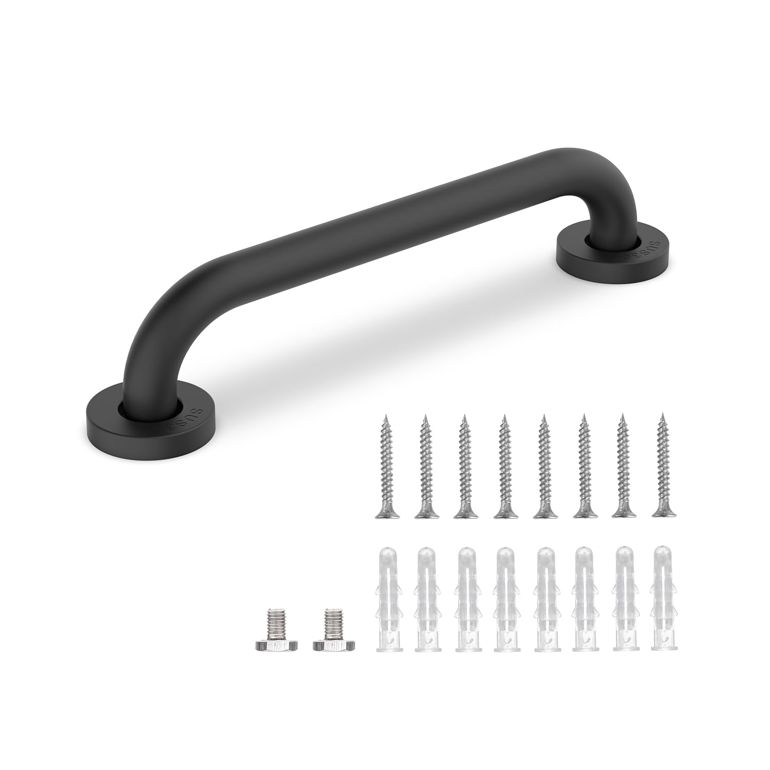30cm 304 Stainless Steel Shower Grab Bar - Bathroom Safety Handle for Seniors & Disabled - Non-Slip Bath & Shower Support Bar for Kitchen, Bedroom, Bathtub & Stairs (Black) | Perfect for Elderly Fall Prevention & Accessible Home Safety