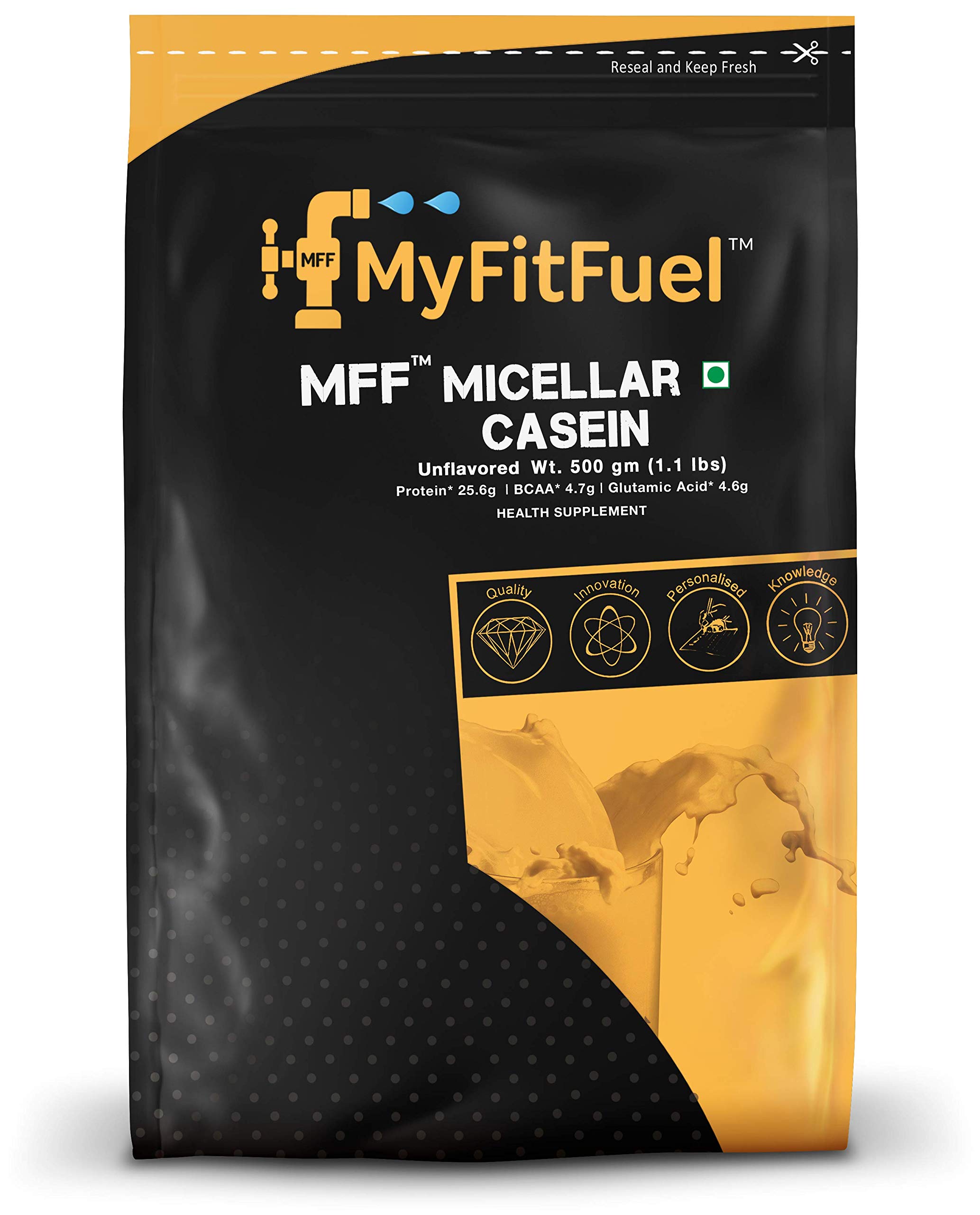 MyFitFuel Micellar Casein Protein Powder - 500g, 15 Servings | Unflavored Slow-Release Protein for Muscle Recovery & Overnight Nutrition | Ideal for Post-Workout, Bedtime & Weight Management
