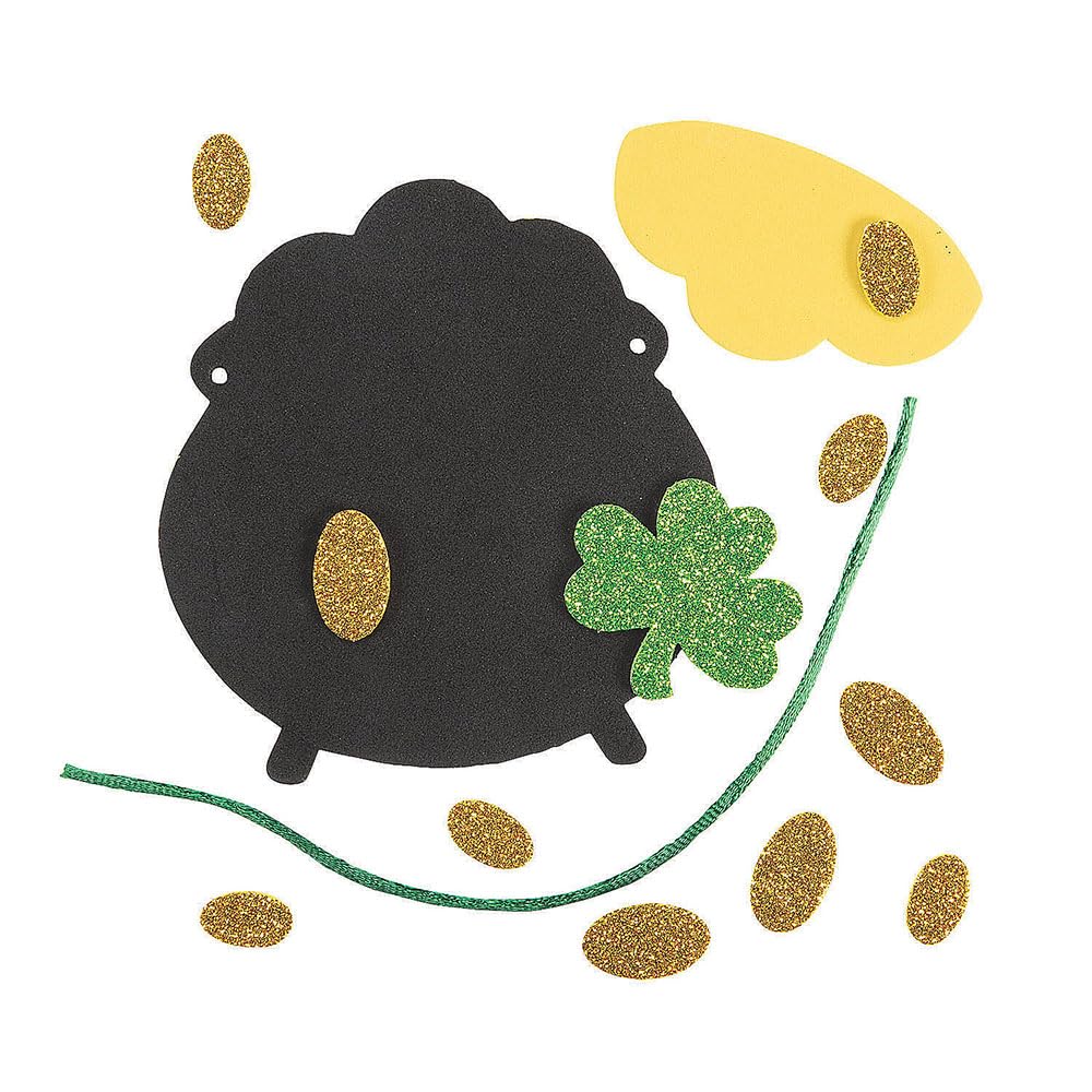 12 Pot of Gold Ornament Craft Kits for Kids - DIY St. Patrick's Day Decorations & Party Favors - Perfect for Classroom Activities, Holiday Parties & Home Decor