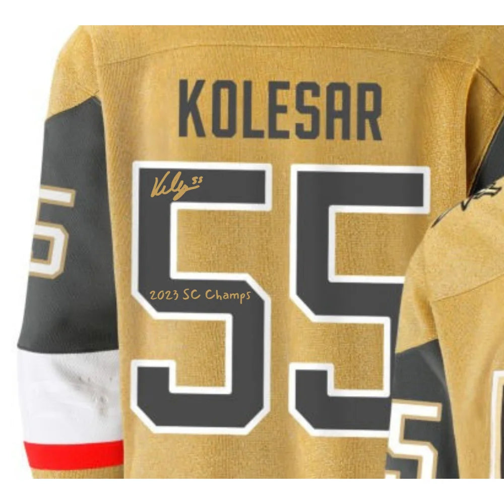 Keegan Kolesar Autographed Vegas Golden Knights Gold Jersey - Signed with 