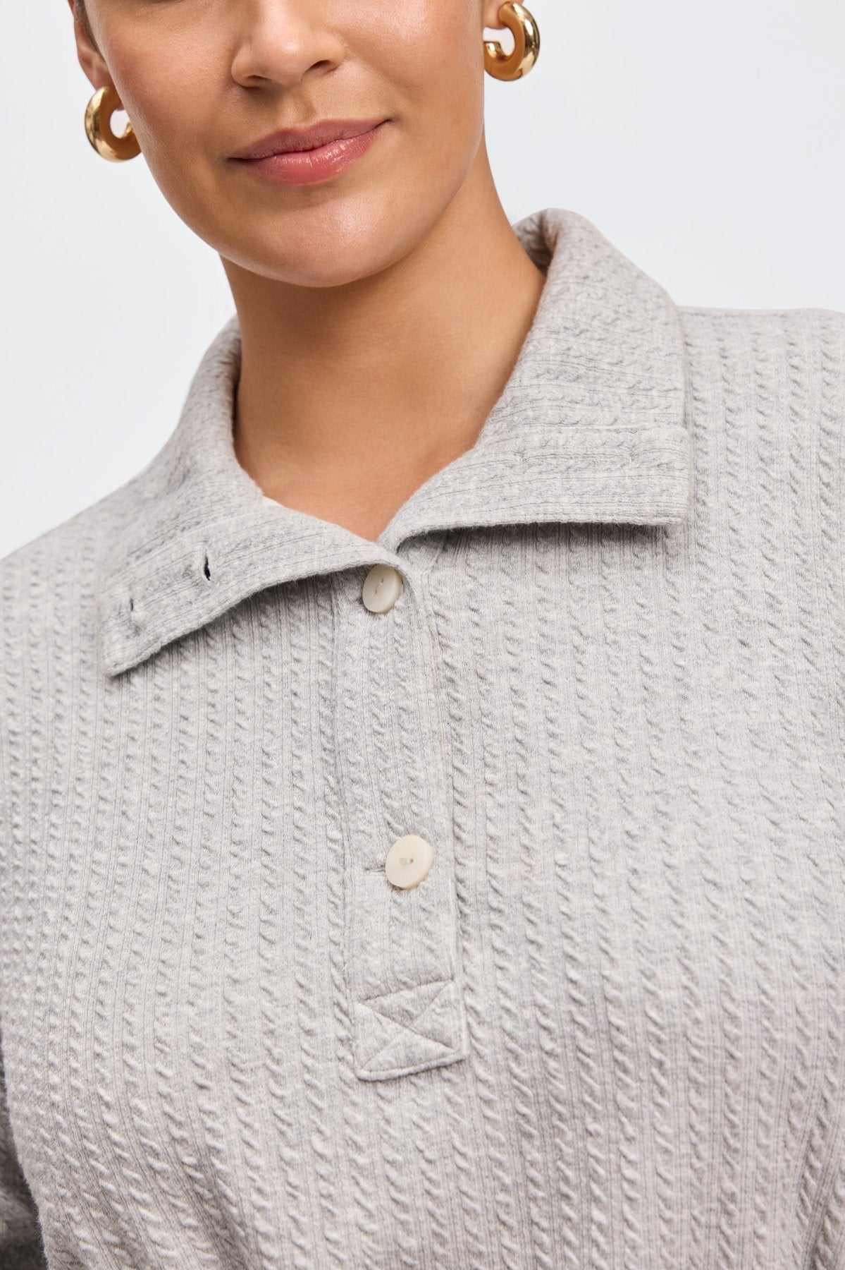Sammy Plus Cable Knit Long Sleeve Popover Sweater for Women - Cozy Winter Pullover with Button Front - Perfect for Office, Date Night & Holiday Outfits