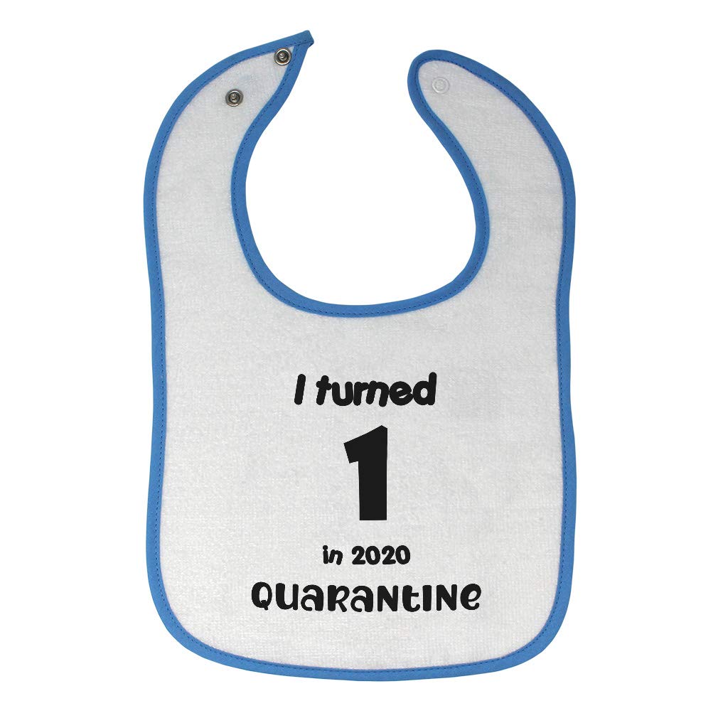 Baby Bibs & Burp Cloths Set - Soft Cotton with Contrast Trim - 1st Birthday & Social Distancing Gift for Boys & Girls (White & Blue) - Perfect for Quarantine Birthdays, Humorous Birth Announcements, and Everyday Feeding