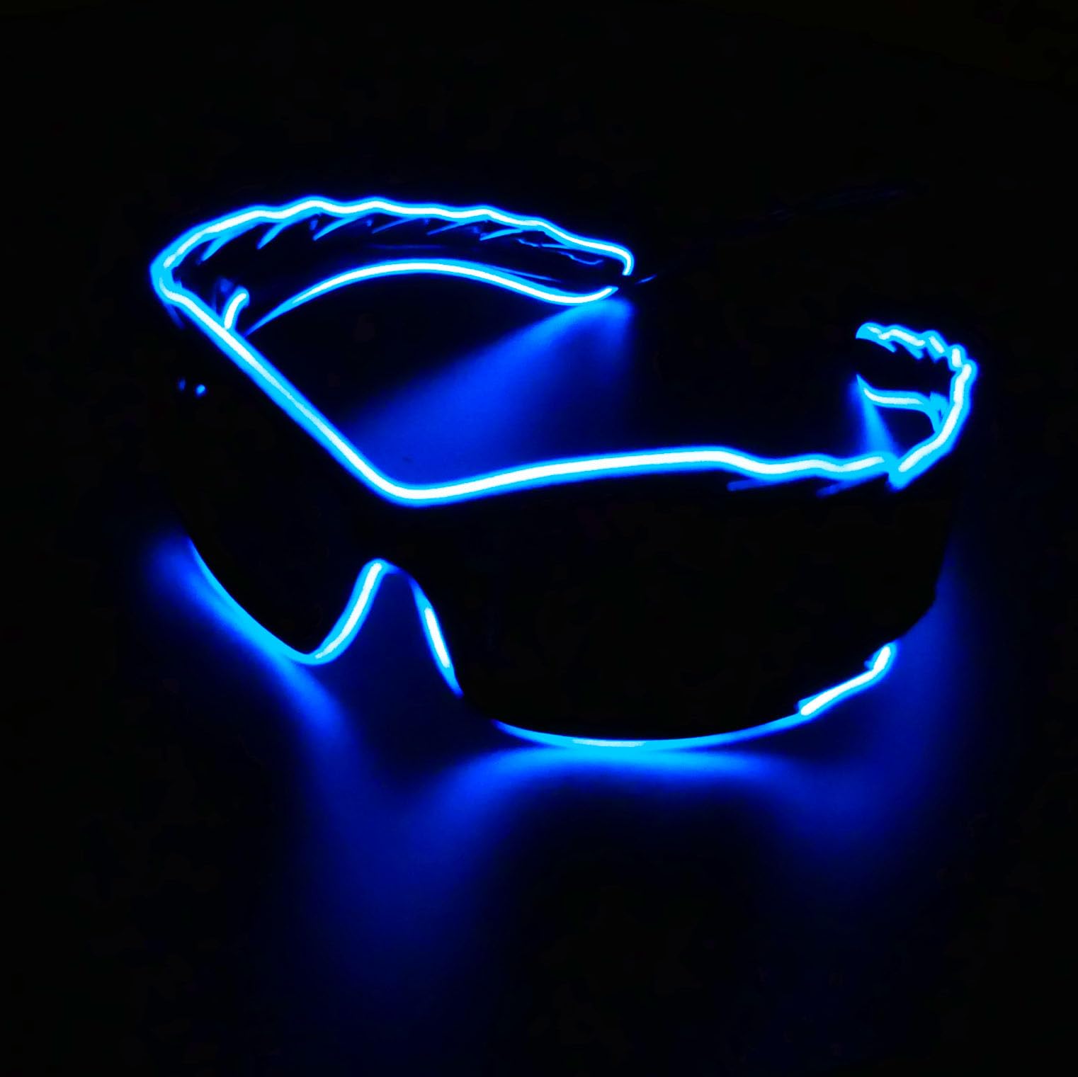 Pixel LED Sunglasses - Y2K Neon Rave Glow Glasses for Festival & Night Party (Blue)