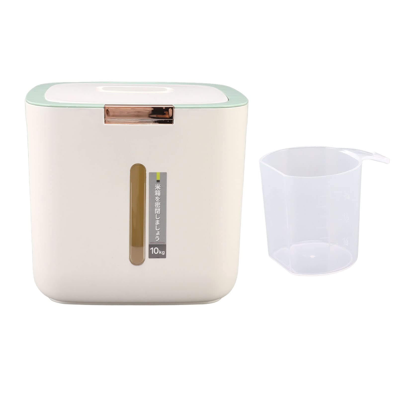 22lb Airtight Food Storage Container with Lid & Measuring Cup - Moisture Proof Cereal Grain Storage Box for Rice, Beans, Flour & Pet Food - Perfect for Kitchen Pantry Organization & Bulk Food Storage (Light Green)