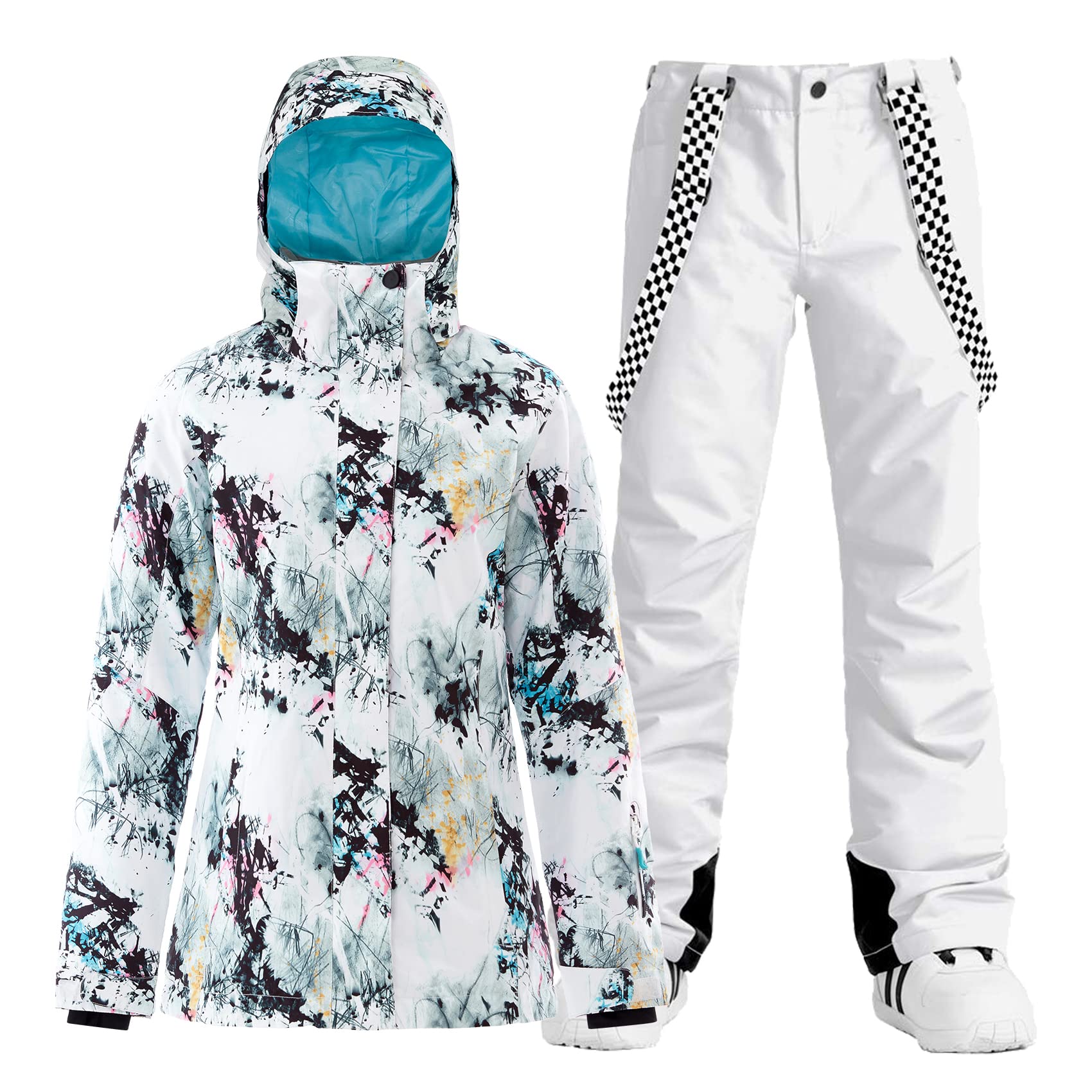 GSOU SNOW Women's Waterproof Windproof Ski Jacket & Pants Set - Insulated Winter Snowsuit for Skiing, Snowboarding & Cold Weather Outdoor Activities