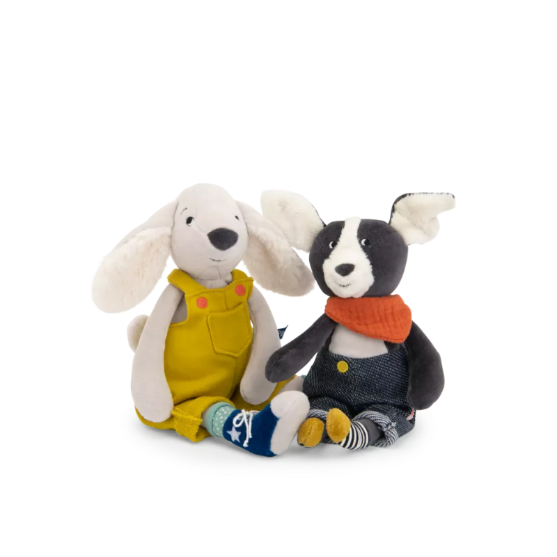Moulin Roty Puppy Puce Soft Plush First Baby Toy - Cute Stuffed Animal for Newborns & Toddlers, Perfect Gift for Nursery, Playtime & Cuddling