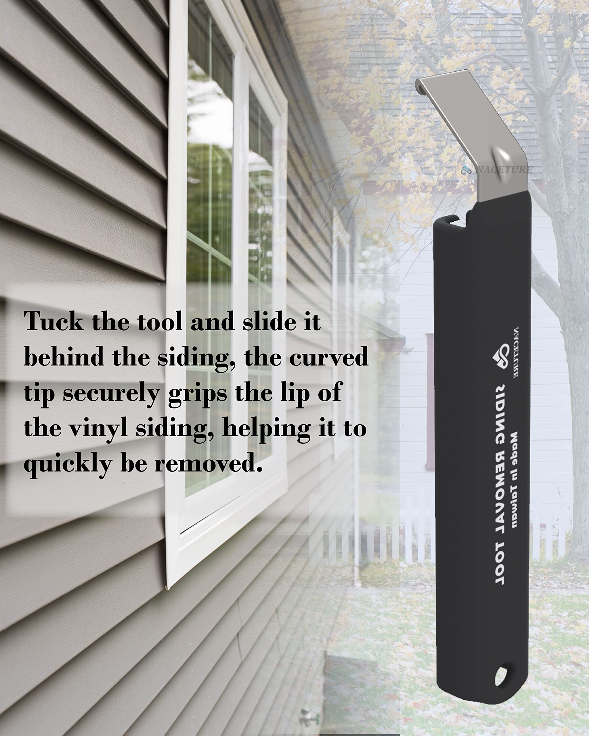 Vinyl Siding Removal Tool - Heavy Duty Zip Tool for Siding Installation & Repair - Extra Long Non-Slip Grip Handle (Black) - Perfect for Home Improvement & DIY Projects