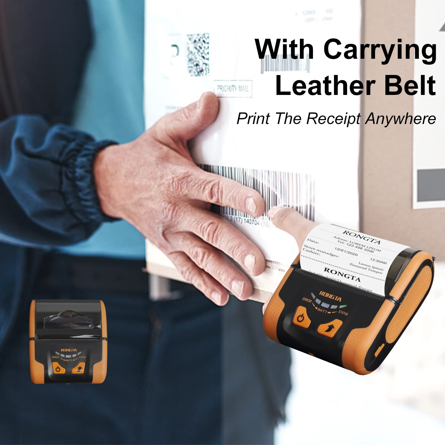 Rongta 80mm Bluetooth Thermal Receipt Printer - Wireless POS Printer with USB for Android Phones, Portable Mobile Receipt Printer for Retail Stores, Restaurants & Small Businesses (RPP300)