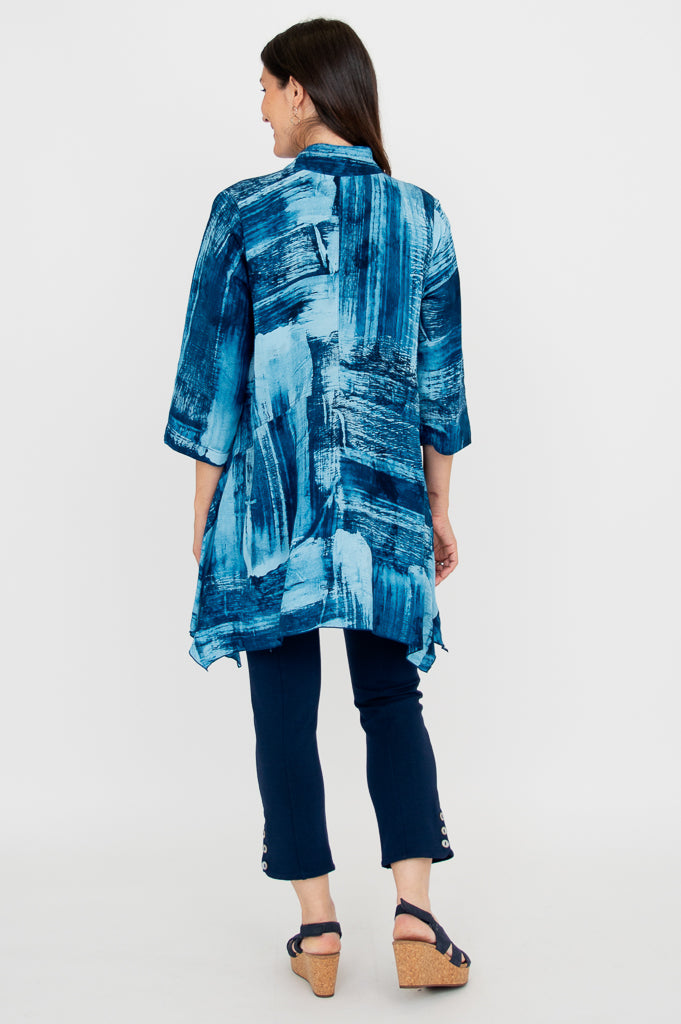 Laney Tunic Top for Women - Aqua Stone Color Flowy Blouse - Perfect for Casual Wear, Office Outfits & Summer Dresses
