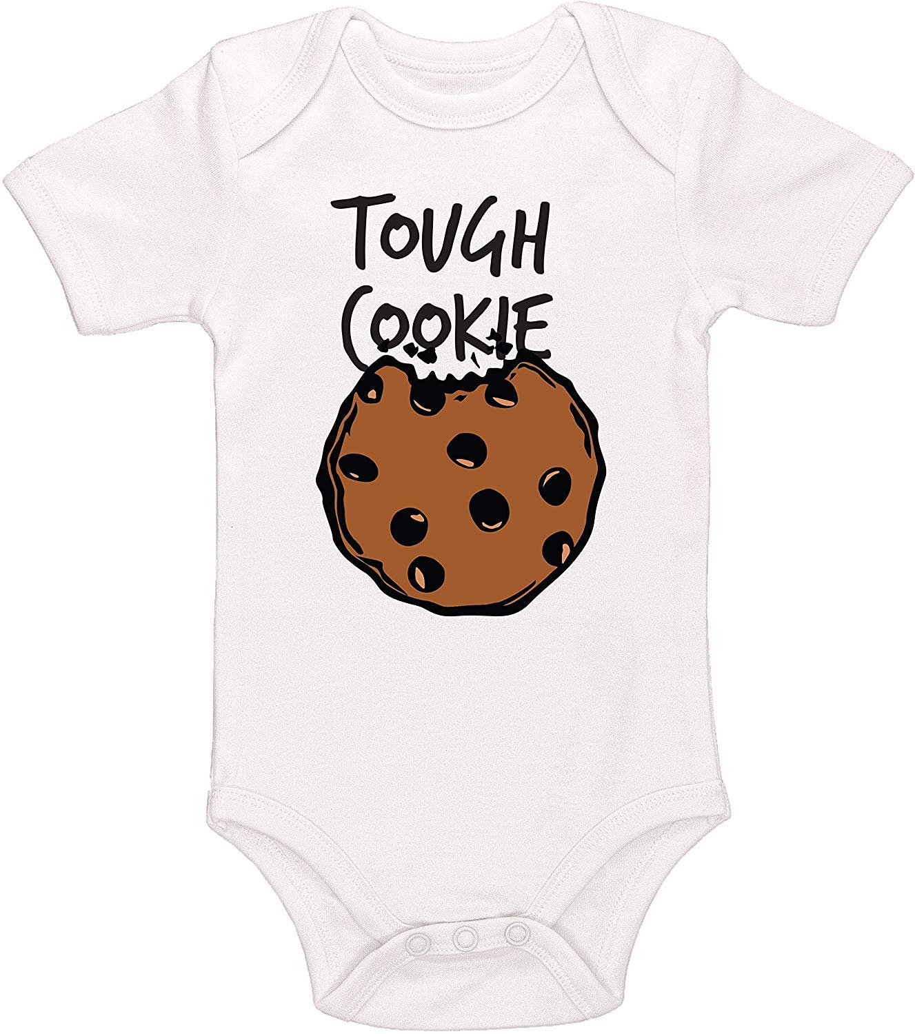 Baby Tough Cookie Onesie Bodysuit - Soft Cotton Jumpsuit for Baby Girls & Boys (White) - Perfect for Playtime, Daycare & Family Photos