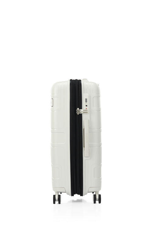 American Tourister Light Max 69cm Medium Spinner Suitcase - Lightweight Expandable Luggage with 4 Wheels for Travel, Business Trips & Weekend Getaways (Off White)