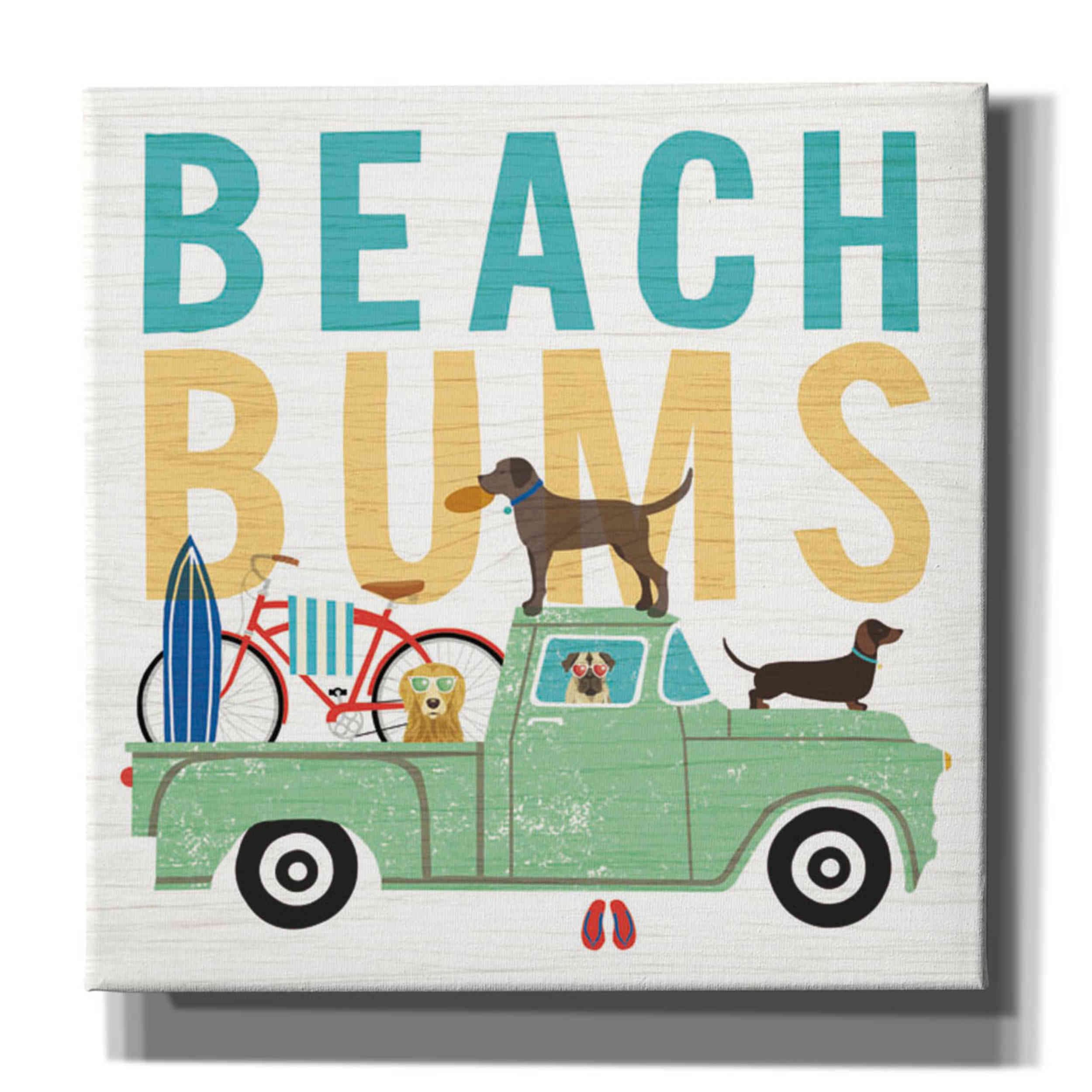 Beach Bums Truck I Square by Michael Mullan - 37x37 Inch Canvas Wall Art for Living Room, Bedroom & Beach House Decor