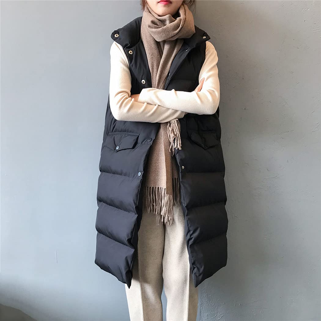Women's Winter Coat Vest - Stand Collar Long Puffer Vest Jacket for Women | Warm Fleece Lined Gilet | Chaleco Mujer | Perfect for Outdoor Activities, Work Commute & Casual Wear