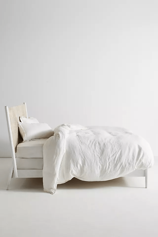 Hand Carved Thalia Wooden Platform Bed in Natural Finish | Solid Indian Sheesham Wood Bed Frame | Perfect for Modern & Bohemian Bedroom Decor