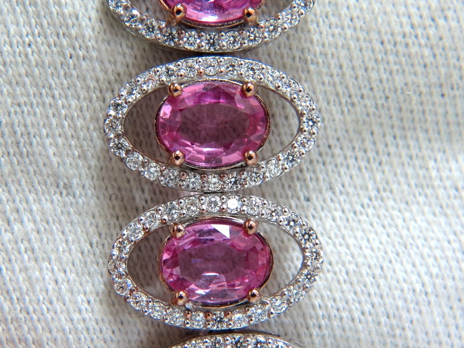 27.47ct Natural Vivid Pink Sapphire & Diamond Bracelet in 14K Gold - G/VS Pink Halo Prime | Elegant Jewelry for Weddings, Anniversaries & Special Occasions
