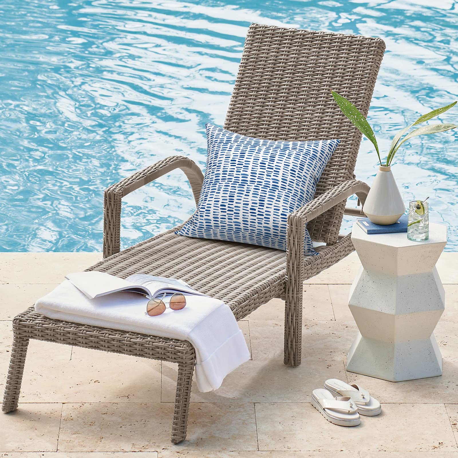 2 Pack Waterproof Outdoor Pillow Covers with Inserts - 18x18 Inch Square Decorative Throw Pillows for Patio Furniture, Sofa, Bench & Home Decor (Pebble Blue) - Perfect for Backyard, Poolside & Garden Relaxation